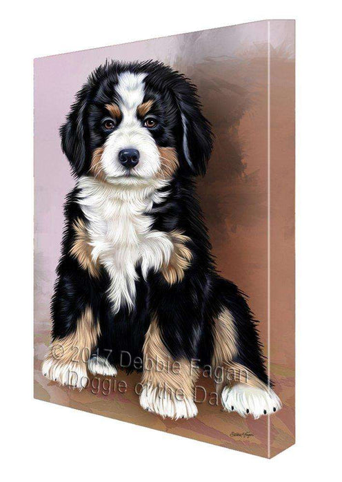 Bernese Mountain Puppy Dog Painting Printed on Canvas Wall Art Signed