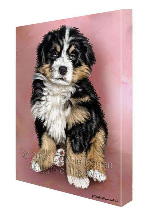 Bernese Mountain Puppy Dog Painting Printed on Canvas Wall Art