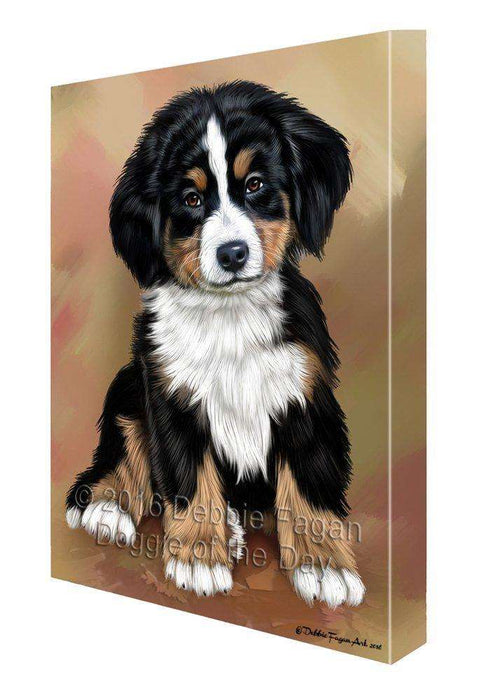 Bernese Mountain Puppy Dog Painting Printed on Canvas Wall Art