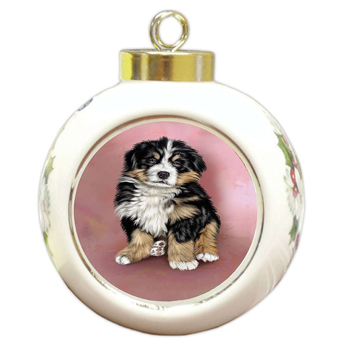 Bernese Mountain Puppy Dog Round Ball Christmas Ornament