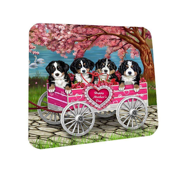 Bernese Mountain w/ Puppies Mother's Day Dogs Coasters (Set of 4)