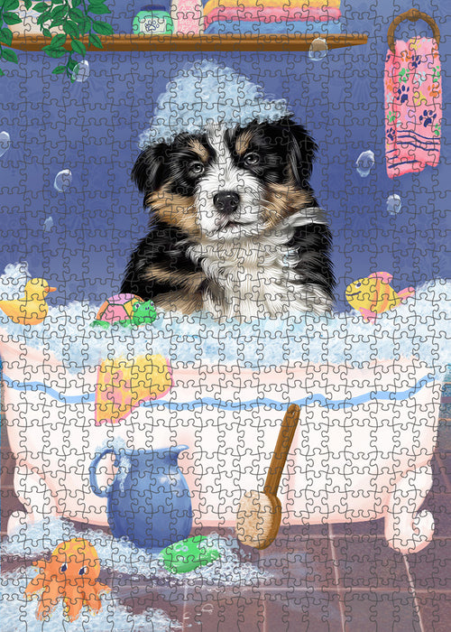Rub A Dub Dog In A Tub Bernese Dog Portrait Jigsaw Puzzle for Adults Animal Interlocking Puzzle Game Unique Gift for Dog Lover's with Metal Tin Box PZL220