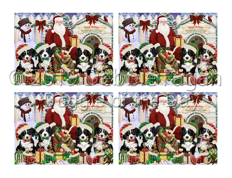 Happy Holidays Christmas Bernese Mountain Dogs House Gathering Placemat