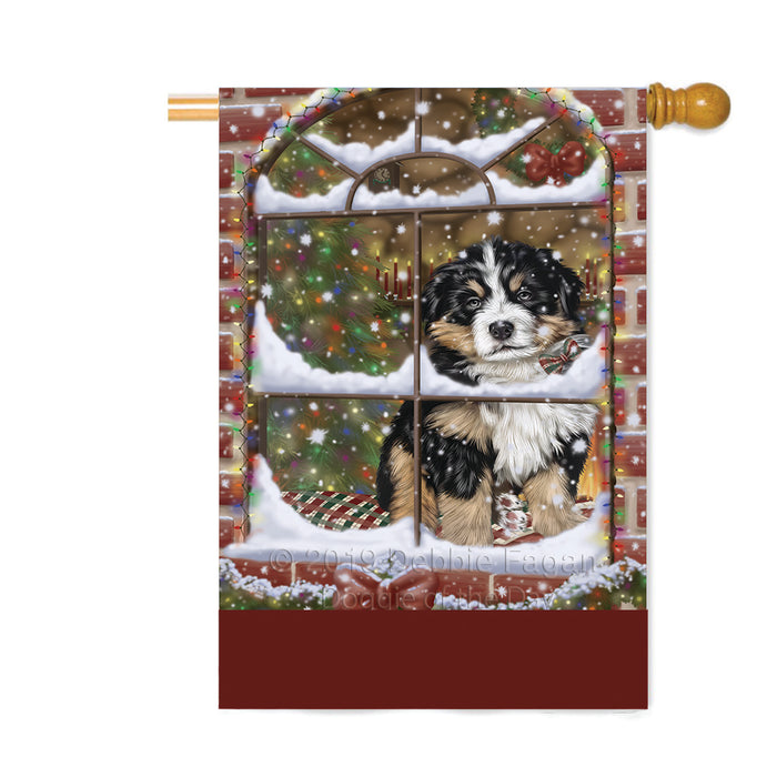 Personalized Please Come Home For Christmas Bernese Mountain Dog Sitting In Window Custom House Flag FLG-DOTD-A60184