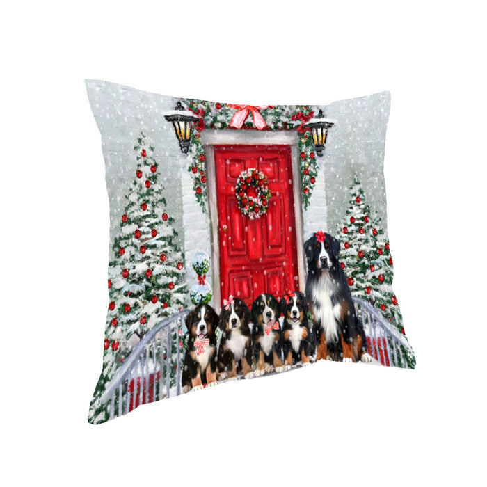 Christmas Holiday Welcome Bernese Mountain Dogs Pillow with Top Quality High-Resolution Images - Ultra Soft Pet Pillows for Sleeping - Reversible & Comfort - Ideal Gift for Dog Lover - Cushion for Sofa Couch Bed - 100% Polyester