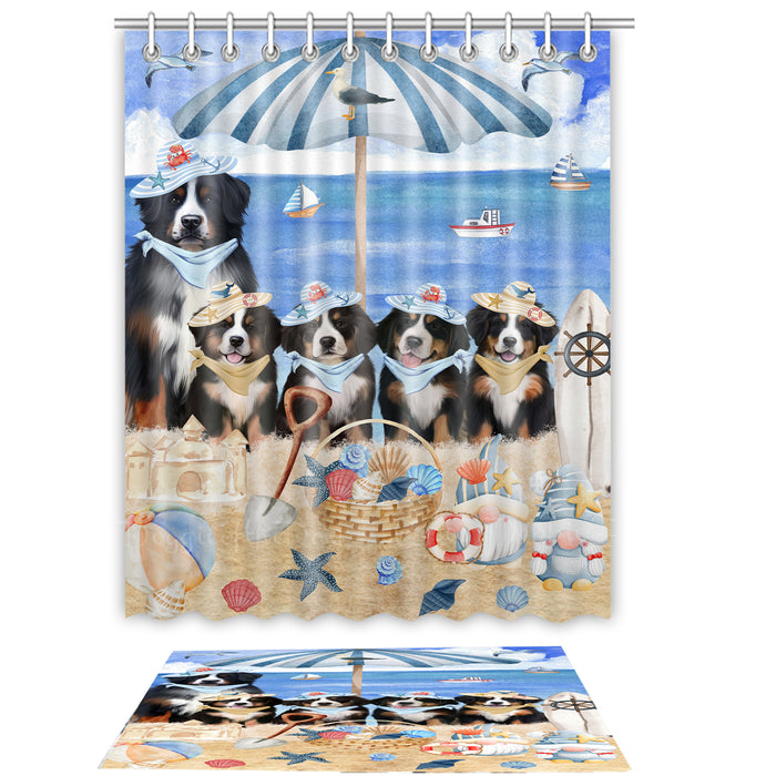 Bernese Mountain Shower Curtain & Bath Mat Set: Explore a Variety of Designs, Custom, Personalized, Curtains with hooks and Rug Bathroom Decor, Gift for Dog and Pet Lovers