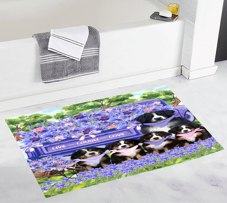 Bernese Mountain Bath Mat: Explore a Variety of Designs, Custom, Personalized, Anti-Slip Bathroom Rug Mats, Gift for Dog and Pet Lovers