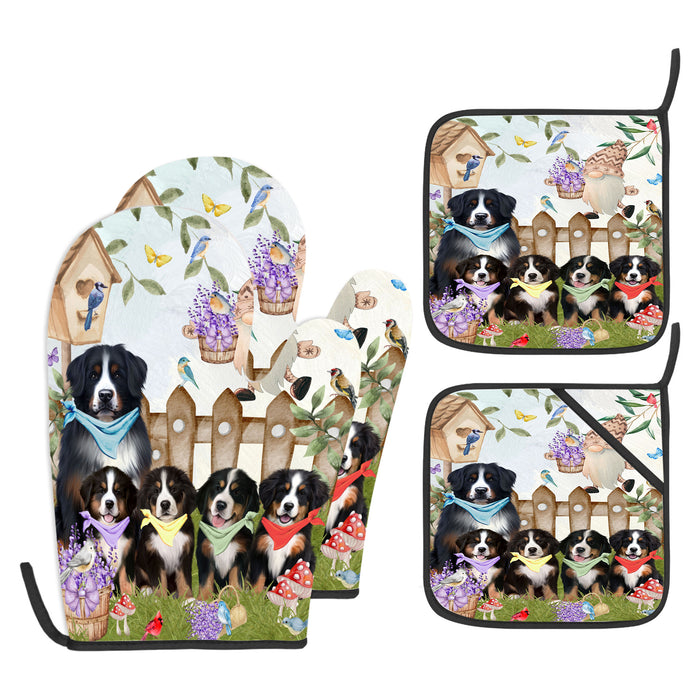 Bernese Mountain Oven Mitts and Pot Holder Set, Explore a Variety of Personalized Designs, Custom, Kitchen Gloves for Cooking with Potholders, Pet and Dog Gift Lovers