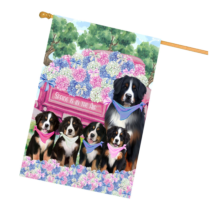 Bernese Mountain Dogs House Flag: Explore a Variety of Personalized Designs, Double-Sided, Weather Resistant, Custom, Home Outside Yard Decor for Dog and Pet Lovers