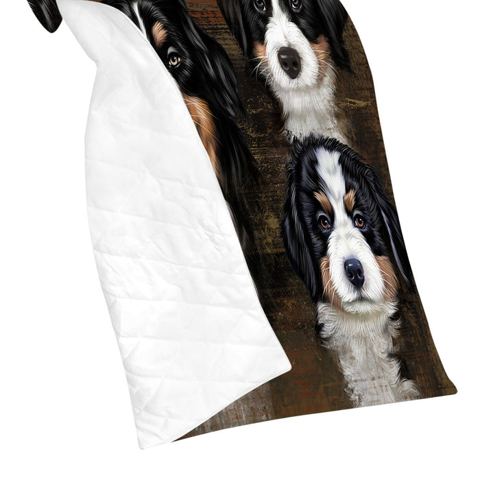 Rustic Bernese Mountain Dogs Quilt