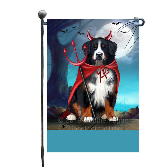 Personalized Happy Halloween Trick or Treat Bernese Mountain Dog Devil Custom Garden Flag GFLG64453