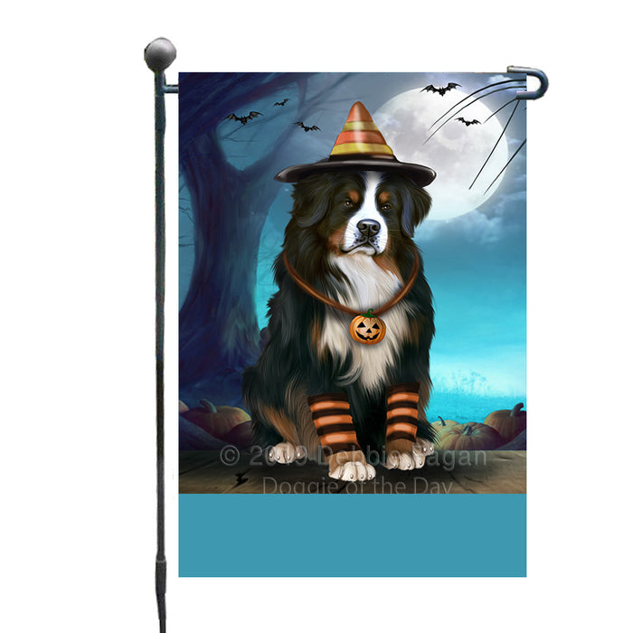 Personalized Happy Halloween Trick or Treat Bernese Mountain Dog Candy Corn Custom Garden Flag GFLG64398