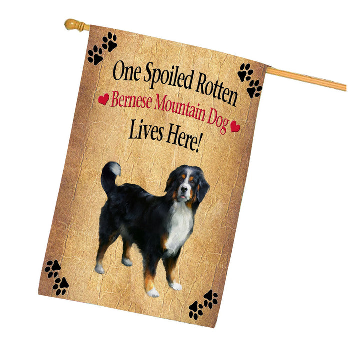 Spoiled Rotten Bernese Mountain Dog House Flag Outdoor Decorative Double Sided Pet Portrait Weather Resistant Premium Quality Animal Printed Home Decorative Flags 100% Polyester FLG68192
