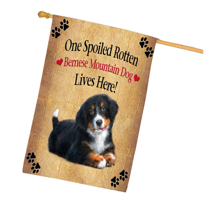 Spoiled Rotten Bernese Mountain Dog House Flag Outdoor Decorative Double Sided Pet Portrait Weather Resistant Premium Quality Animal Printed Home Decorative Flags 100% Polyester FLG68193