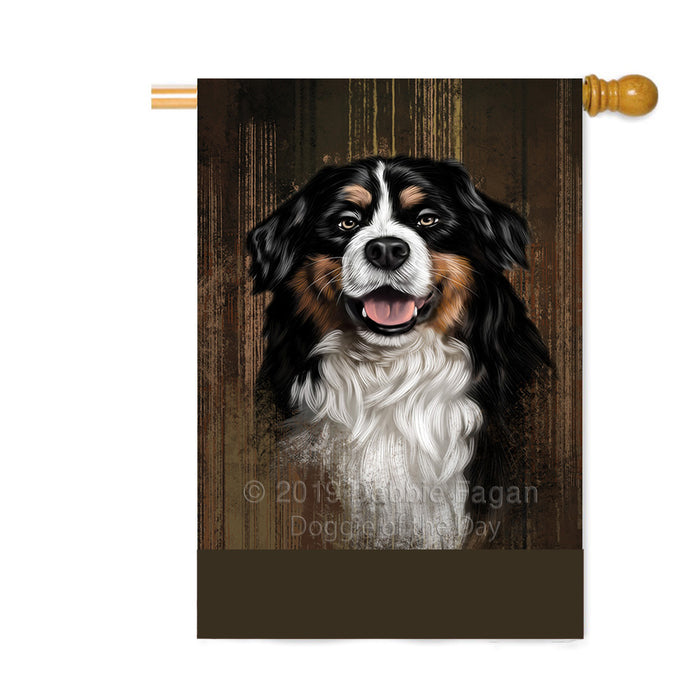 Personalized Rustic Bernese Mountain Dog Custom House Flag FLG64506