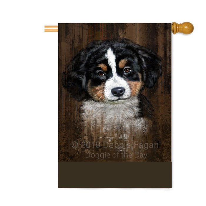 Personalized Rustic Bernese Mountain Dog Custom House Flag FLG64507
