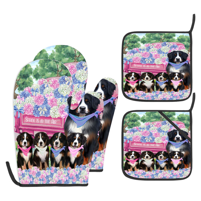 Bernese Mountain Oven Mitts and Pot Holder, Explore a Variety of Designs, Custom, Kitchen Gloves for Cooking with Potholders, Personalized, Dog and Pet Lovers Gift