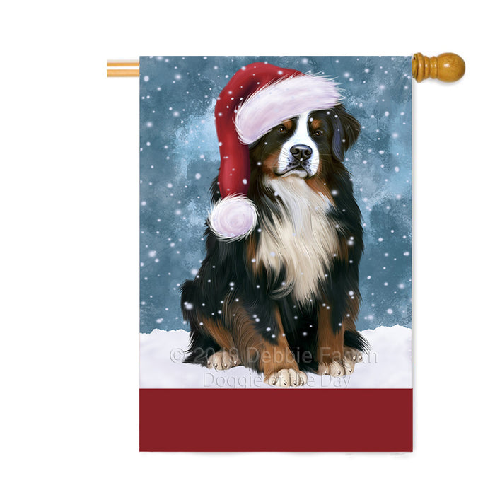 Personalized Let It Snow Happy Holidays Bernese Mountain Dog Custom House Flag FLG-DOTD-A62317