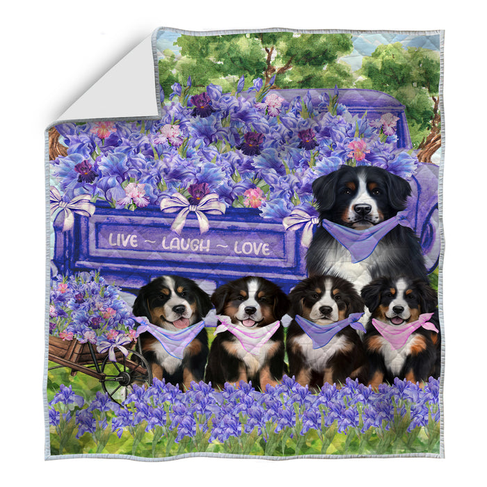 Bernese Mountain Bed Quilt, Explore a Variety of Designs, Personalized, Custom, Bedding Coverlet Quilted, Pet and Dog Lovers Gift