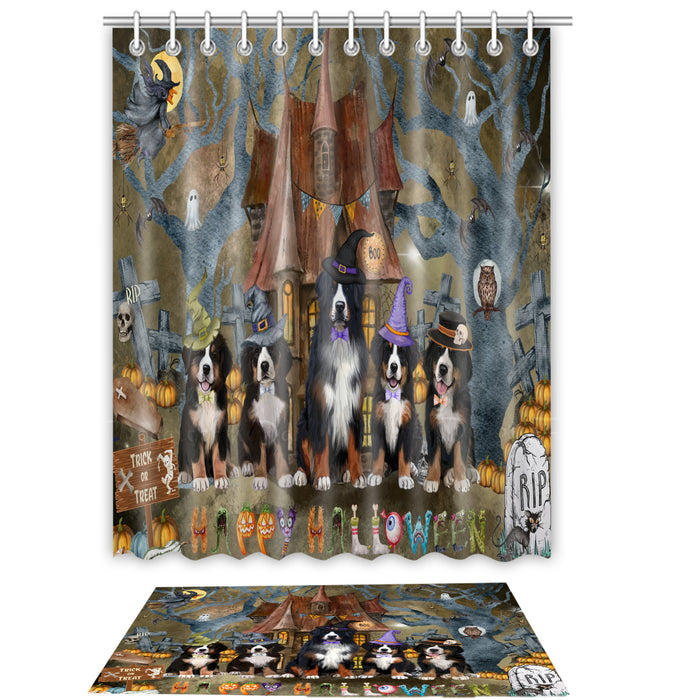 Bernese Mountain Shower Curtain & Bath Mat Set, Bathroom Decor Curtains with hooks and Rug, Explore a Variety of Designs, Personalized, Custom, Dog Lover's Gifts