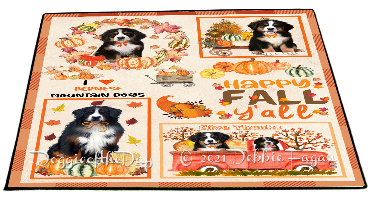 Happy Fall Y'all Pumpkin Bernese Mountain Dogs Indoor/Outdoor Welcome Floormat - Premium Quality Washable Anti-Slip Doormat Rug FLMS58552