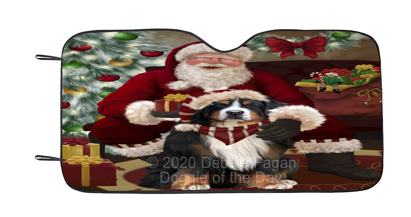 Santa's Christmas Surprise Bernese Mountain Dog Car Sun Shade Cover Curtain