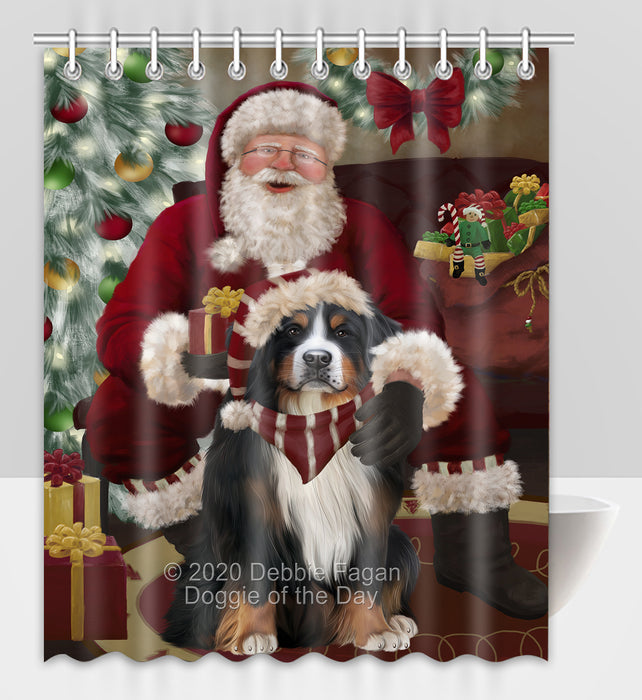 Santa's Christmas Surprise Bernese Mountain Dog Shower Curtain Bathroom Accessories Decor Bath Tub Screens SC212