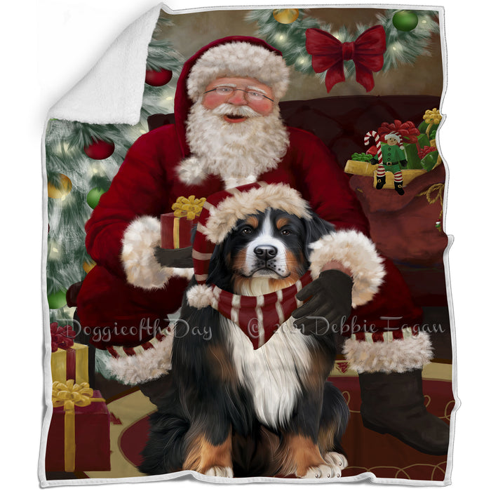 Santa's Christmas Surprise Bernese Mountain Dog Blanket BLNKT142098