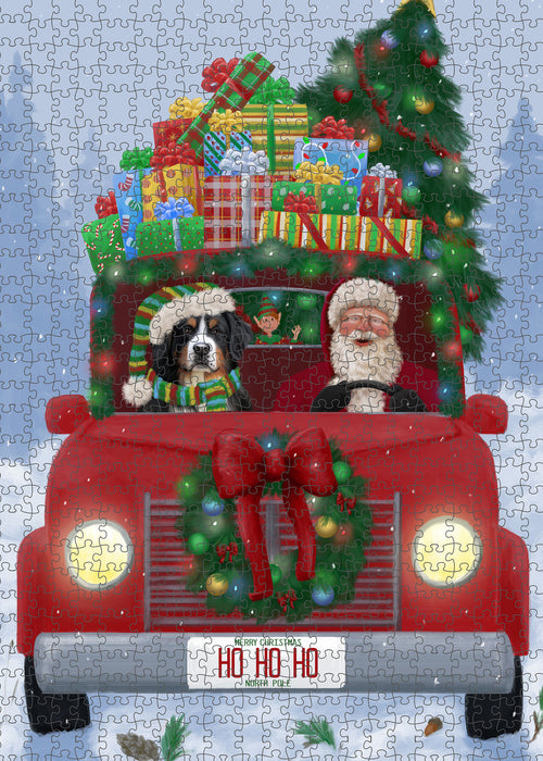 Christmas Honk Honk Red Truck Here Comes with Santa and Bernese Mountain Dog Puzzle with Photo Tin PUZL99924