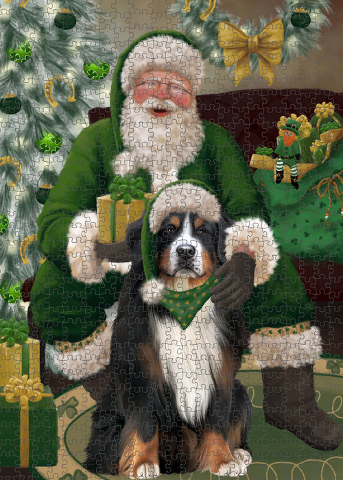 Christmas Irish Santa with Gift and Bernese Mountain Dog Puzzle  PUZL100316