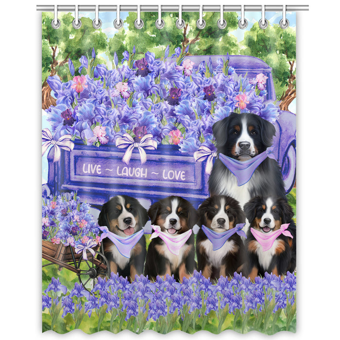 Bernese Mountain Shower Curtain, Personalized Bathtub Curtains for Bathroom Decor with Hooks, Explore a Variety of Designs, Custom, Pet Gift for Dog Lovers