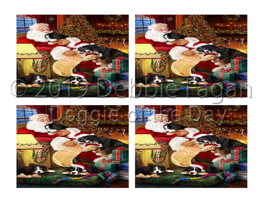 Santa Sleeping with Bernese Mountain Dogs Placemat