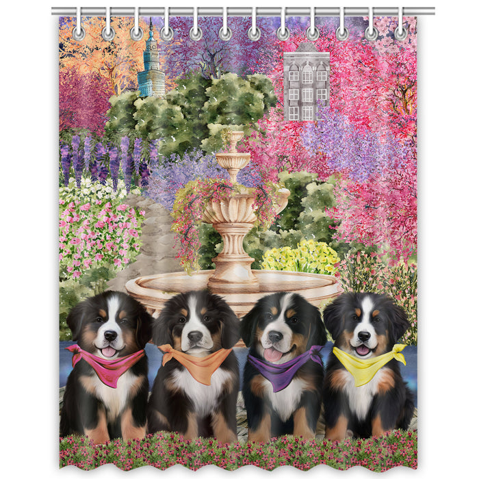 Bernese Mountain Shower Curtain, Explore a Variety of Custom Designs, Personalized, Waterproof Bathtub Curtains with Hooks for Bathroom, Gift for Dog and Pet Lovers