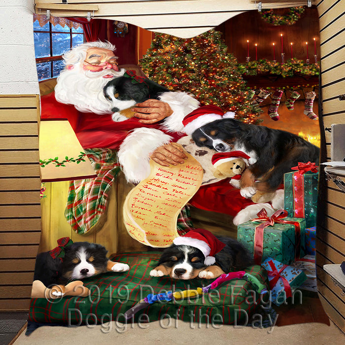 Santa Sleeping with Bernese Mountain Dogs Quilt