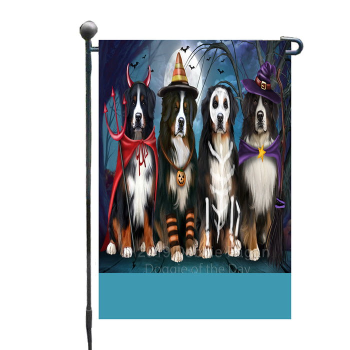 Personalized Happy Halloween Trick or Treat Bernese Mountain Dogs Custom Garden Flag GFLG64343