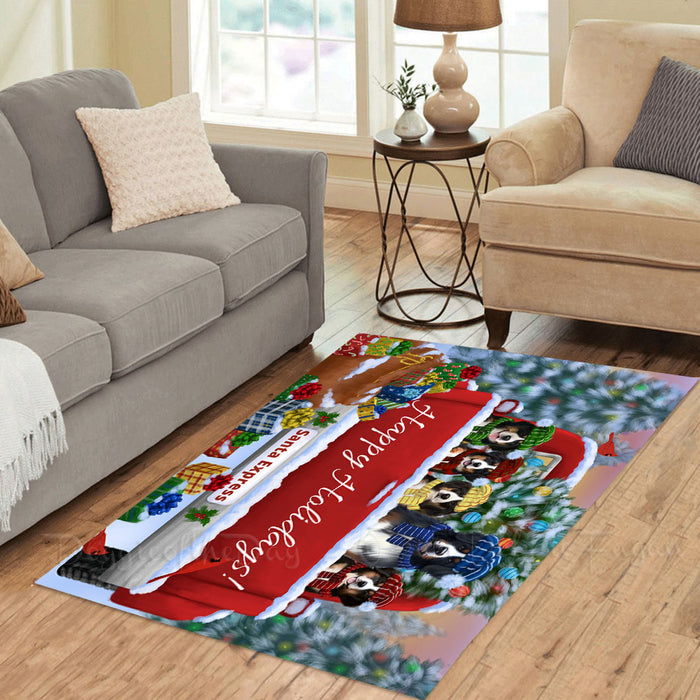 Christmas Red Truck Travlin Home for the Holidays Bernese Mountain Dogs Area Rug - Ultra Soft Cute Pet Printed Unique Style Floor Living Room Carpet Decorative Rug for Indoor Gift for Pet Lovers