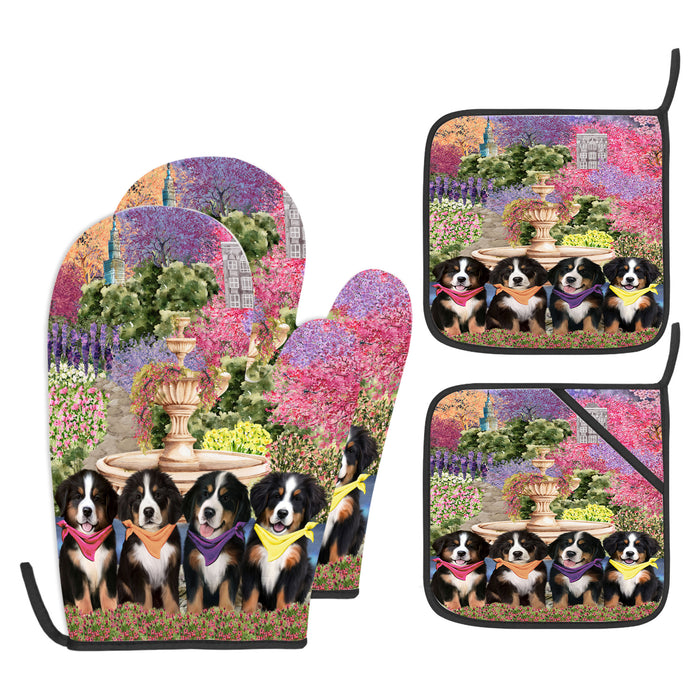 Bernese Mountain Oven Mitts and Pot Holder Set: Explore a Variety of Designs, Custom, Personalized, Kitchen Gloves for Cooking with Potholders, Gift for Dog Lovers