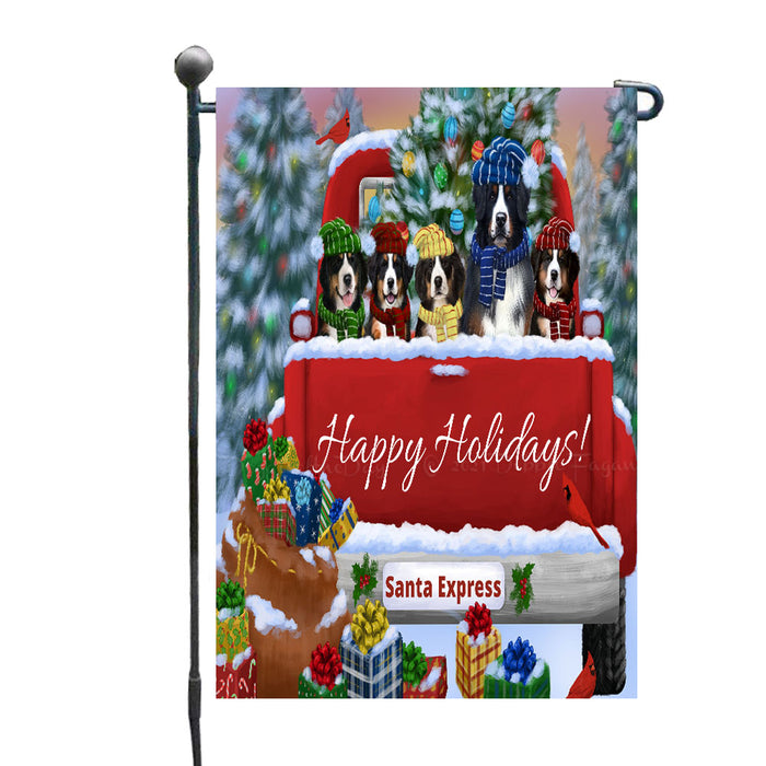 Christmas Red Truck Travlin Home for the Holidays Bernese Mountain Dogs Garden Flags- Outdoor Double Sided Garden Yard Porch Lawn Spring Decorative Vertical Home Flags 12 1/2"w x 18"h