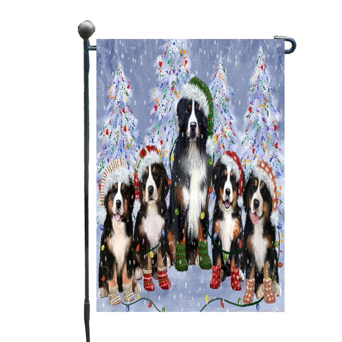 Christmas Lights and Bernese Mountain Dogs Garden Flags- Outdoor Double Sided Garden Yard Porch Lawn Spring Decorative Vertical Home Flags 12 1/2"w x 18"h