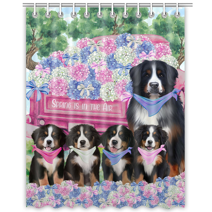 Bernese Mountain Shower Curtain: Explore a Variety of Designs, Halloween Bathtub Curtains for Bathroom with Hooks, Personalized, Custom, Gift for Pet and Dog Lovers