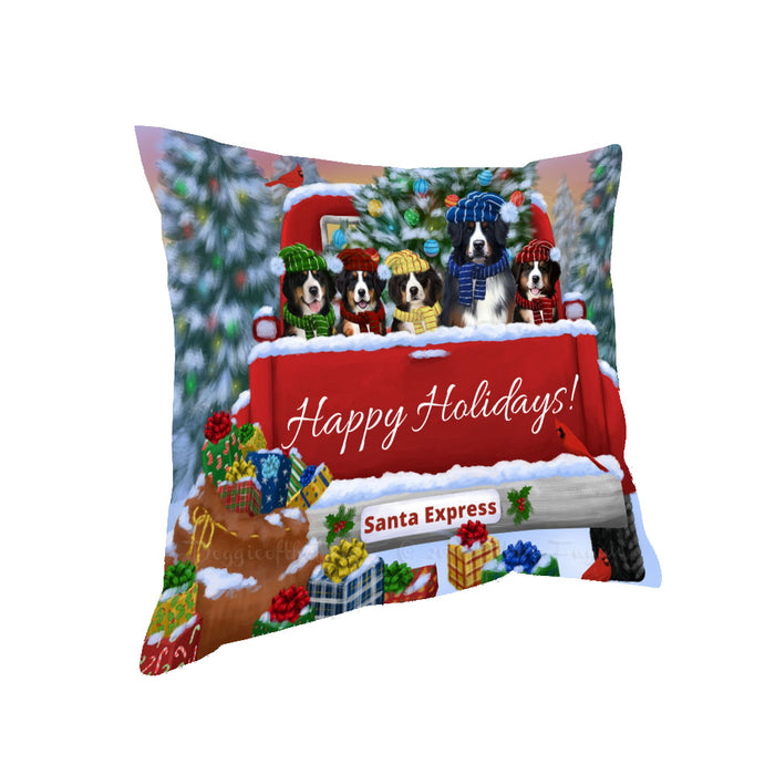Christmas Red Truck Travlin Home for the Holidays Bernese Mountain Dogs Pillow with Top Quality High-Resolution Images - Ultra Soft Pet Pillows for Sleeping - Reversible & Comfort - Ideal Gift for Dog Lover - Cushion for Sofa Couch Bed - 100% Polyester