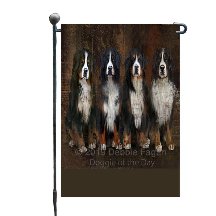 Personalized Rustic 4 Bernese Mountain Dogs Custom Garden Flag GFLG63343