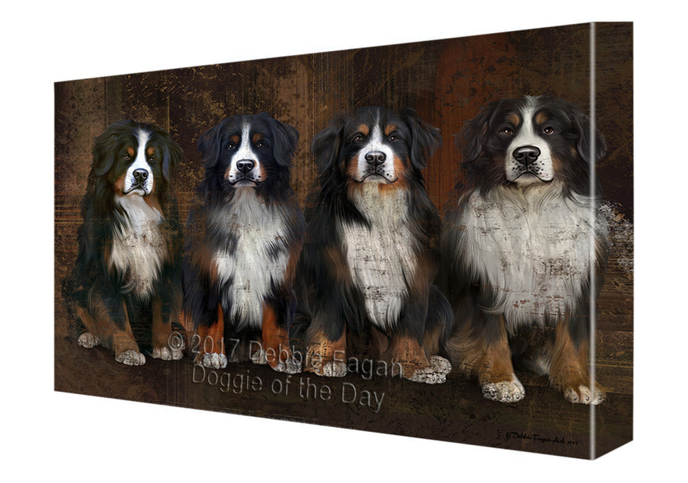 Rustic 4 Bernese Mountain Dogs Canvas Wall Art CVSA49881