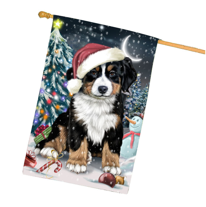 Have a Holly Jolly Christmas Bernese Mountain Dog House Flag Outdoor Decorative Double Sided Pet Portrait Weather Resistant Premium Quality Animal Printed Home Decorative Flags 100% Polyester FLG67845