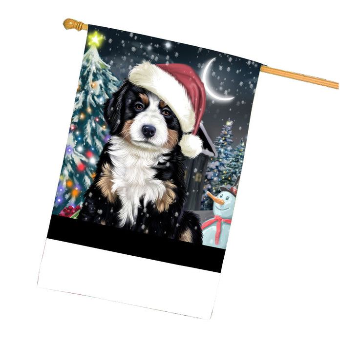 Have a Holly Jolly Christmas Bernese Mountain Dog House Flag Outdoor Decorative Double Sided Pet Portrait Weather Resistant Premium Quality Animal Printed Home Decorative Flags 100% Polyester FLG67847
