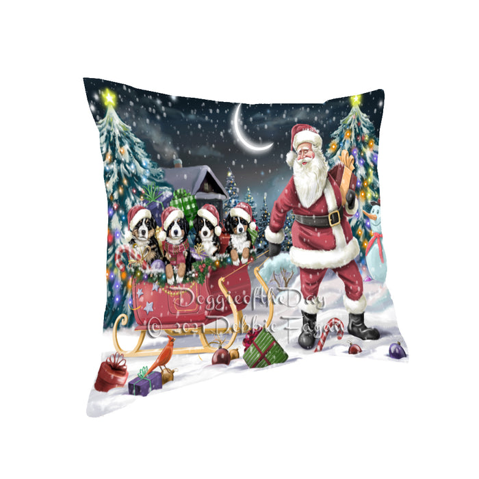 Christmas Santa Sled Bernese Mountain Dogs Pillow with Top Quality High-Resolution Images - Ultra Soft Pet Pillows for Sleeping - Reversible & Comfort - Ideal Gift for Dog Lover - Cushion for Sofa Couch Bed - 100% Polyester