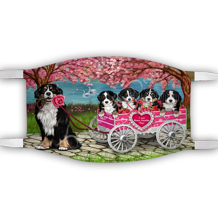 I Love Bernese Mountain Dogs in a Cart Face Mask FM48120