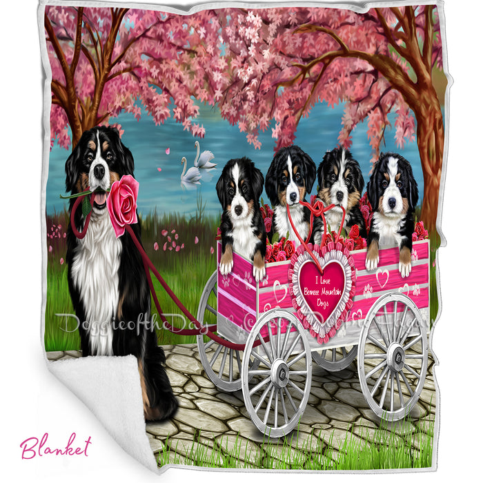 Mother's Day Gift Basket Bernese Mountain Dogs Blanket, Pillow, Coasters, Magnet, Coffee Mug and Ornament