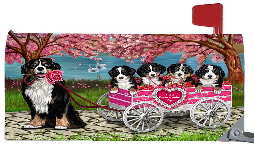 I Love Bernese Mountain Dogs in a Cart Magnetic Mailbox Cover MBC48535