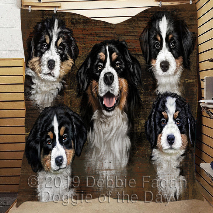 Rustic Bernese Mountain Dogs Quilt